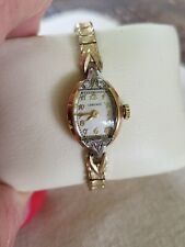 Relógio de pulso feminino de ouro maciço 14k com diamante Longines 17 joias. Era 1943, funciona. comprar usado  Enviando para Brazil