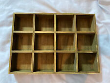 Green Wooden 12 Cubed Display Case Drawer Insert. DIY Upcycle little unit for sale  SOUTHEND-ON-SEA