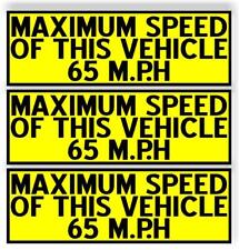 JUEGO de 3 Velocidad Máxima de este Vehículo 65 M.P.H coche IMÁN Pegatina Parachoques Amarillo segunda mano  Embacar hacia Argentina