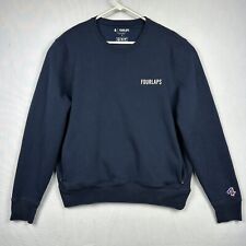 Fourlaps Mens French Terry Sweatshirt So L Navy Blue Crewneck Re-Up Zip Pockets for sale  Shipping to South Africa