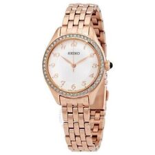 Relógio feminino Seiko SUR396 ouro rosa aço inoxidável moldura de cristal quartzo B2 #5 comprar usado  Enviando para Brazil