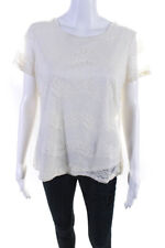 Blusa Calvin Klein feminina forrada de renda gola redonda manga curta branca tamanho G comprar usado  Enviando para Brazil