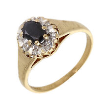 Pre-Owned 9ct Yellow Gold Sapphire & Diamond Cluster Ring Size: K 9ct gold Fo... for sale  Shipping to South Africa