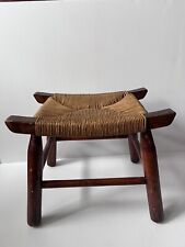 Antique Solid Wood Foot Stool Woven Wicker for sale  Shipping to South Africa