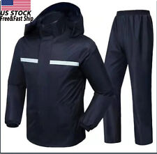 Traje de lluvia para hombre impermeable seguridad negro con capucha EE. UU. segunda mano  Embacar hacia Argentina