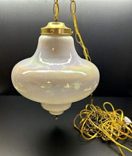 Lámpara colgante vintage de vidrio de leche perlada opalescente blanca segunda mano  Embacar hacia Argentina