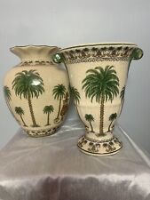 Conjunto de 2 vasos vintage de cerâmica chique Palm Beach para palmeiras, usado comprar usado  Enviando para Brazil