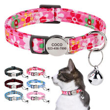Personalised Cat Kitten Collar Breakaway Custom Name Adjustable Engraved w/ Bell for sale  Shipping to South Africa