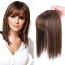 Topper de cabelo feminino clipe toupee em peça de cabelo top de seda com franjas real como humano comprar usado  Enviando para Brazil