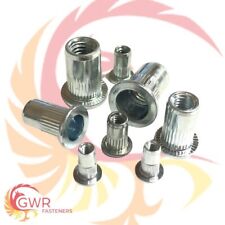 M4 M5 M6 M8 M10 BZP ZINC STEEL RIVNUTS KNURLED FLANGE THREADED INSERT RIVET NUT for sale  Shipping to South Africa