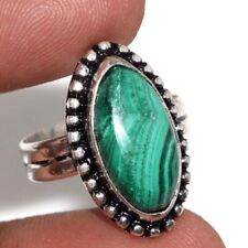 925 Silver Plated-Malachite Ethnic Gemstone Ring Jewelry US Size-6.5 JW for sale  Shipping to South Africa