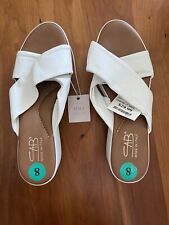 Sandália plataforma SAB branca alça feminina 8 couro slip-on feita na Itália nova com etiquetas comprar usado  Enviando para Brazil
