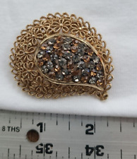 Broche Karu Arke strass paisley floral filigrana cinza âmbar comprar usado  Enviando para Brazil