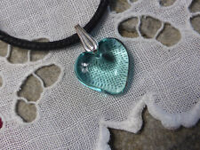 SKY BLUE GLASS SMALL HEART NECKLACE/PENDANT + BLACK COTTON LACE for sale  Shipping to South Africa