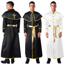Men Clergy Preacher Cassocks Worship Robes Priest Dress Up Halloween Costume for sale  Shipping to South Africa