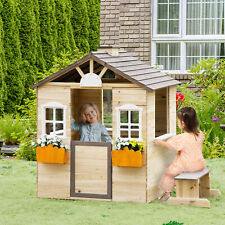 Używany, Outsunny domek zabaw dla dzieci drewniany domek zabaw dla dzieci ze skrzynką na listy okno naturalne na sprzedaż  Wysyłka do Poland