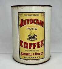 Autocrat Coffee Brownell & Field Antique 3 lb Tin Can -Providence, RI - 91979 for sale  Shipping to South Africa