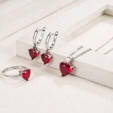 Conjunto de joias femininas de prata esterlina 925 coração cristal colar brinco presente, usado comprar usado  Enviando para Brazil