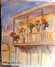 Hildegarde  Hamilton Vintage Watercolor of Flowers on a Veranda in Guatemala for sale  Shipping to South Africa