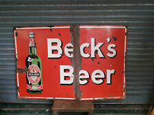 1940 PLACA DE ESMALTE DE PORCELANA VINTAGE BECKS BEER LAGER BREMEN ALEMANHA 38 X 58 POLEGADAS comprar usado  Enviando para Brazil