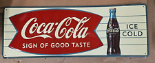 Vintage Coca Cola Fishtail Sign of Good Taste Ice Cold XX for sale  Shipping to South Africa