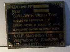 Makers plate ace for sale  ABERYSTWYTH