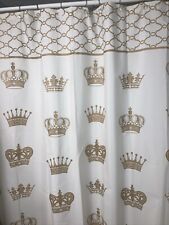 Usado, Cortina de chuveiro coroas e tierras douradas no fundo de creme amanteigado trono rei comprar usado  Enviando para Brazil