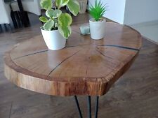 stolik kawowy drewniany z plastra dębu z żywicą , używany na sprzedaż  PL