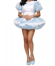 Sissy Girl Maid Lockable Blue Satin fluffy Dress Cosplay costume Tailored for sale  Shipping to South Africa