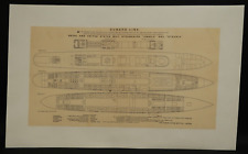 Cunard Line Umbria Etruria Cabin Deck Plan RMS Mail Steamships Boat 21" Wide for sale  Shipping to South Africa