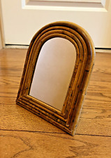 Vintage 1970s Boho Bamboo Arched Standing Vanity Mirror 8.5 in x6.75 in for sale  Shipping to South Africa