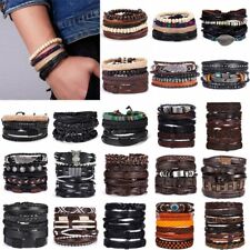 6Pcs/Set Multilayer Leather Bracelet Men's  Women Wristband Bangle Jewelry Set for sale  Shipping to Canada