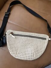 Clare V. Grande Fanny Handbag Cream Rattan Leather Missing Original Strap for sale  Shipping to South Africa