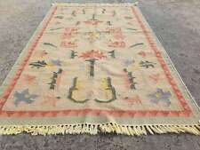 Alfombra de piso vintage hecha a mano tradicional geométrica beige kilim 150x94 cm segunda mano  Embacar hacia Argentina