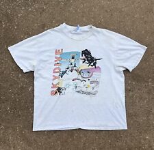 Vintage 90s Thrashed Skydiving White Tee Size XL Made In USA Caledonian Graphics for sale  Shipping to South Africa