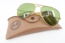 Óculos de sol aviador vintage B&L Ray Ban EUA vidro verde gravado BL 58-14 masculino M comprar usado  Enviando para Brazil