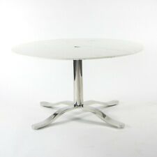 Nicos Zographos 54 inch White Marble Stainless Alpha Dining Conference Table , used for sale  Shipping to South Africa