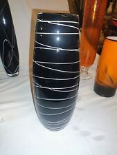 Vase Decor Black White Striped Bulb 13.5" Beautiful Elegant MCM  for sale  Shipping to South Africa