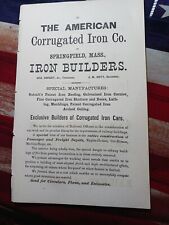 1875 Print Ad AMERICAN CORRUGATED IRON COMPANY Springfield MA Railroad Cars  for sale  Shipping to South Africa