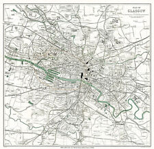 Usado, Póster impreso vintage del mapa de la ciudad de Glasgow de 1908 (Ward, Lock & Co.) segunda mano  Embacar hacia Argentina