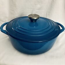 LE CREUSET #22 Blue Enamaled Cast Iron Dutch Oven With Lid for sale  Shipping to South Africa