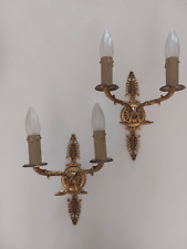 Apliques estilo bronce imperio pared 2 hojas de palma de fuego cisnes segunda mano  Embacar hacia Argentina
