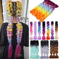 Rainbow Jumbo Hair Extensions Xpression Braiding Hair Afro Dutch Braids as Human for sale  Shipping to South Africa