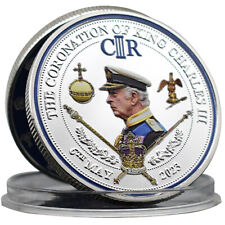 Moneda de Plata 2023 Rey Carlos III Británico Moneda de Desafío de la Coronación del Rey segunda mano  Embacar hacia Argentina