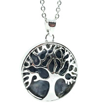 Black Tourmaline Necklace Healing Tree of Life Silver Pendant Necklace for sale  WOLVERHAMPTON