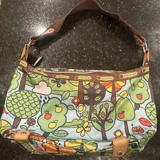 Used, Lesportsac Flower Spring Bag Hobo Shoulder Bag Purse Birds Apple Tree Theme for sale  Shipping to South Africa