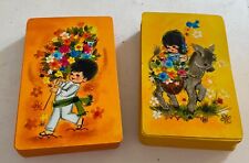 Usado, Baralho de cartas vintage 1970 Hallmark baralho duplo menina e menino toca com flores comprar usado  Enviando para Brazil