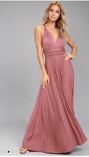 Lulus Tricks of the Trade Infinity Wrap Maxi Dress Pink Size S Bridesmaid Gown for sale  Shipping to South Africa