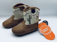 Sapatos de caubói Wonder Nation infantil bebê menino marrom slip-on casca macia tamanho 3 comprar usado  Enviando para Brazil