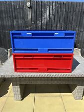 Używany, Vintage Ikea pudełko do przechowywania skrzynia pudełko do przechowywania z lat 90-tych X2 niebieskie i czerwone na sprzedaż  Wysyłka do Poland